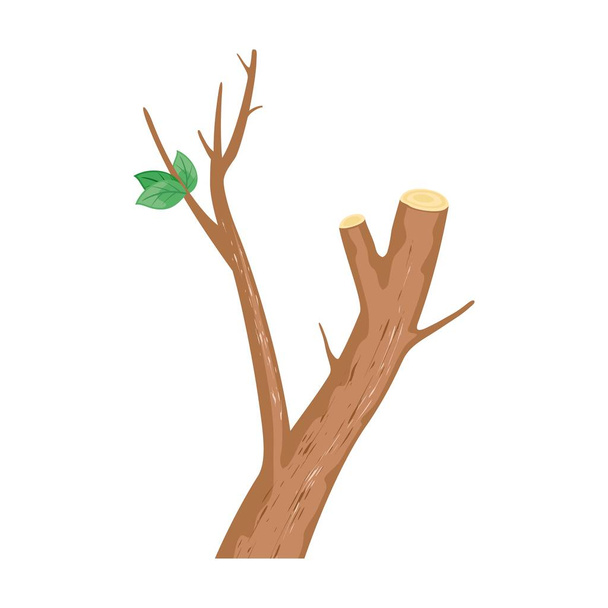 Vektorový obraz zobrazuje hnědou větev se zeleným listem - Vektor, obrázek