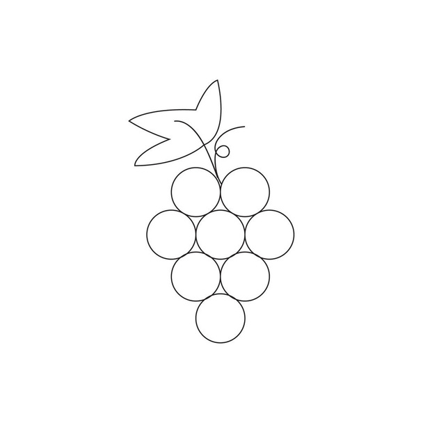 Het pictogram van de lijn van het web. Druiven, trossen druiven  - Vector, afbeelding