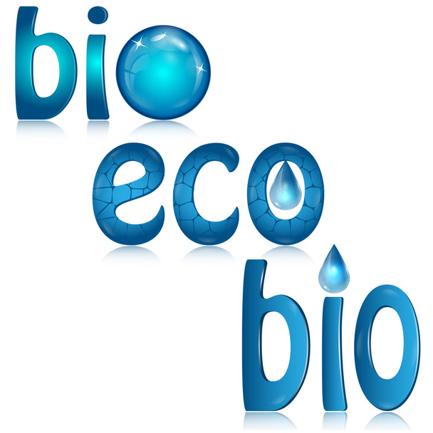 set of logos emblazoned on the ecology of water drops - Vector, Image