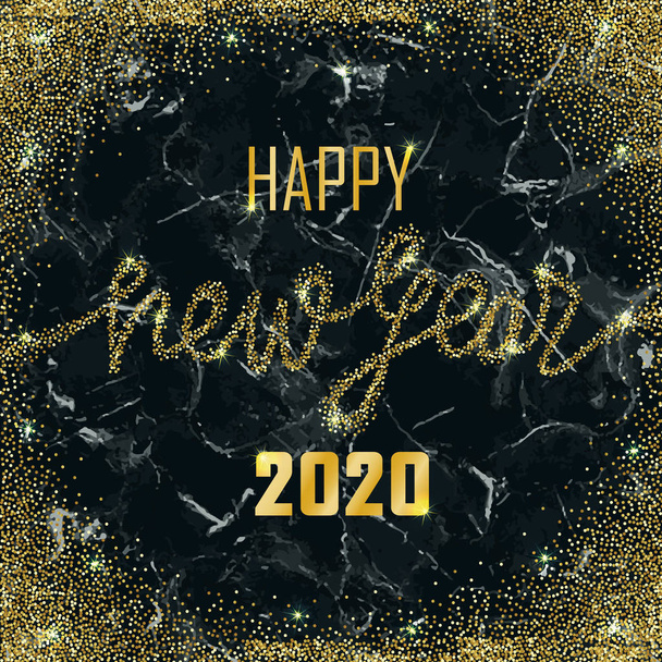 Felice anno nuovo 2020 Glitter e biglietto di auguri in marmo
 - Vettoriali, immagini