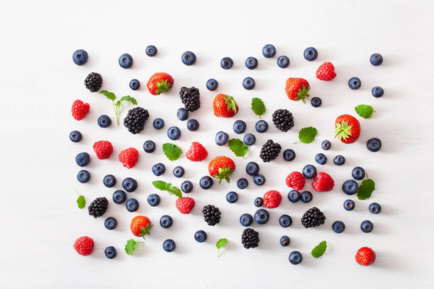 assorted berries over white background. blueberry, strawberry, r - Photo, Image
