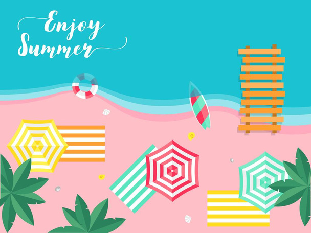 Godetevi estate, estate spiaggia vacanza poster, illustrazione vettoriale
 - Vettoriali, immagini
