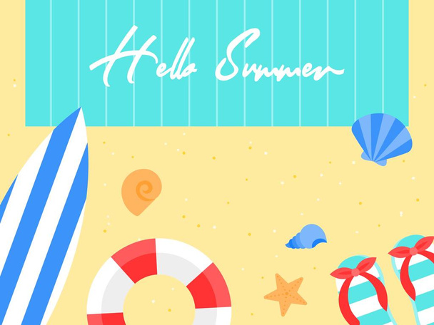 Summer beach with beach equipment vector illustration - Вектор, зображення