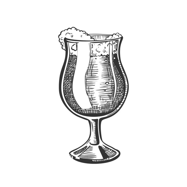 Hand Drawn Glass On Leg With Foam Beer Vector - Vettoriali, immagini
