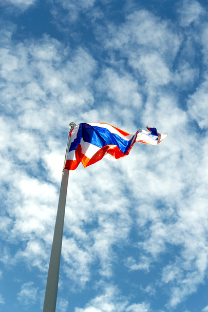 thai flags ona blue sky with some clouds - Photo, Image