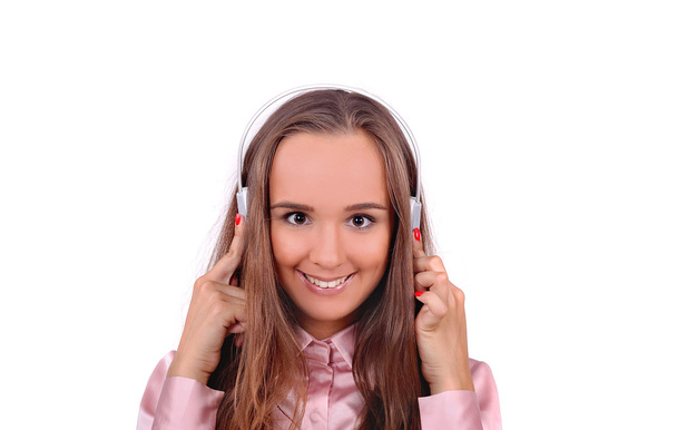 Chica en auriculares, música
 - Foto, Imagen