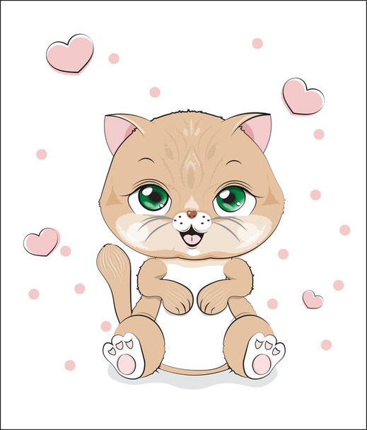 little brown kitten - Διάνυσμα, εικόνα