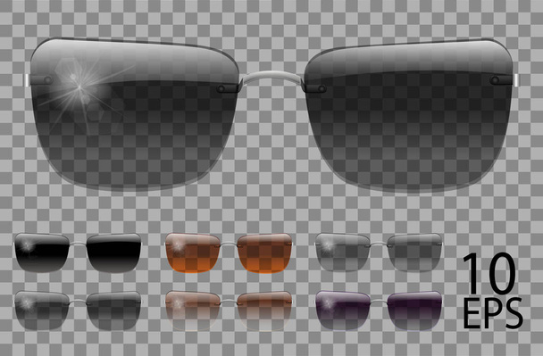 Set szemüveg. trapéz alakú. átlátszó különböző színű fekete b - Vektor, kép