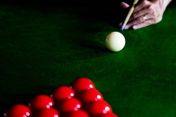 Game snooker billiards or opening frame player ready for the bal - Photo, Image
