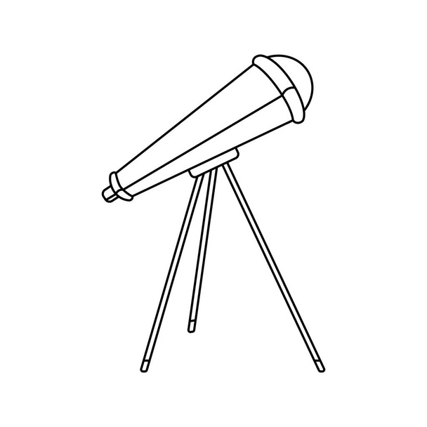 Icona del telescopio contorno. Elemento di istruzione, spyglass e stelle di studio
. - Vettoriali, immagini