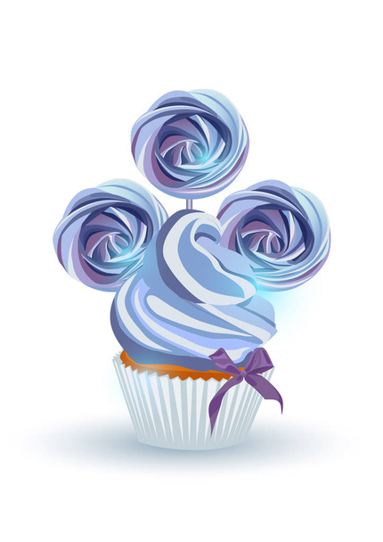 Cream Cake en meringue op een lichte achtergrond - Vector, afbeelding
