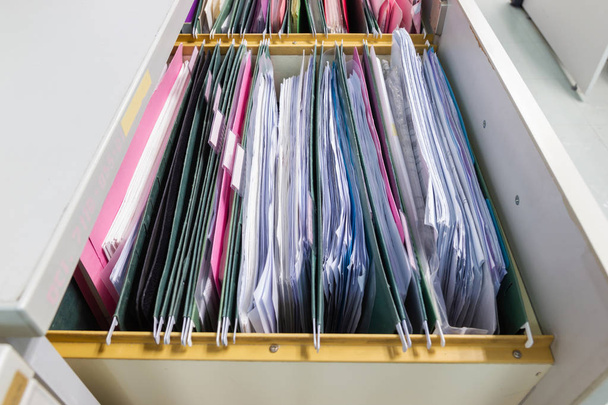 Files document of hanging file folders in a drawer in a whole  - Photo, Image
