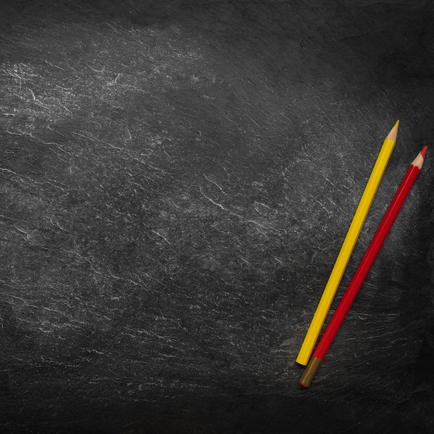 Back to school Background. Black chalkboard with colorful pencil - Foto, Imagem
