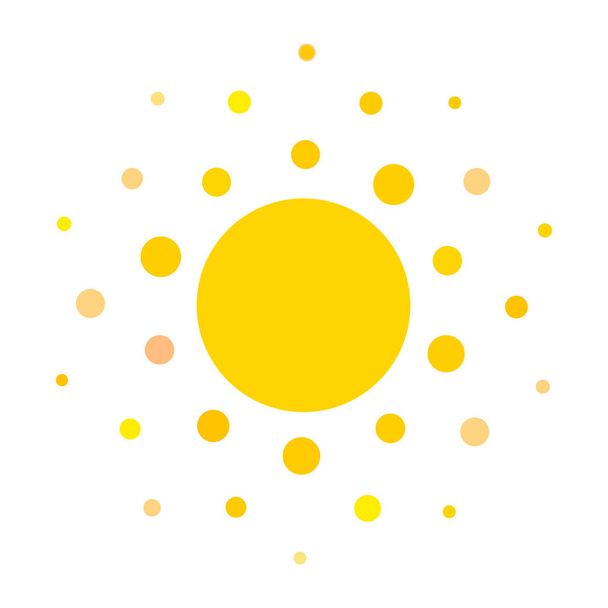 Letní symbol. Moderní ikona slunce. Tečky a body slunečného kruhu. Koncept izolovaného loga na bílém pozadí - Vektor, obrázek
