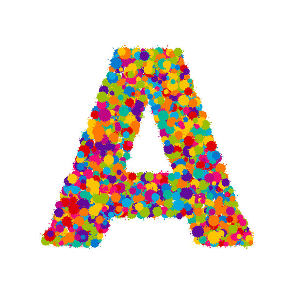 Vector colorful paint splashes font, letter A - Vector, imagen