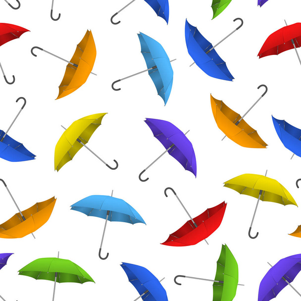 Realistic Detailed 3d Color Blank Umbrella Seamless Pattern Background. Vector - Vecteur, image