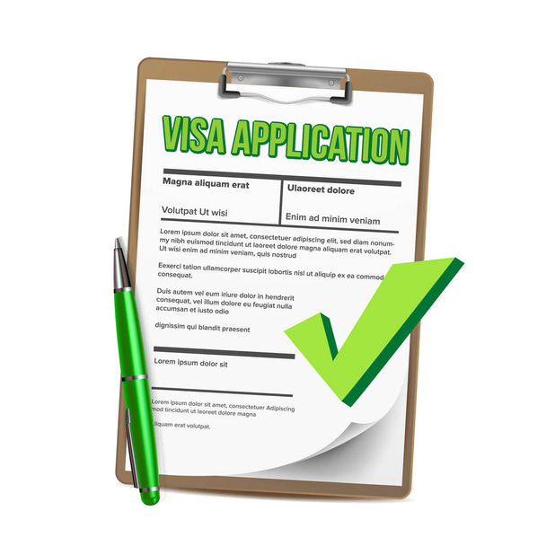 Visa Application List Of Paper Clipboard Vector - Vector, Image