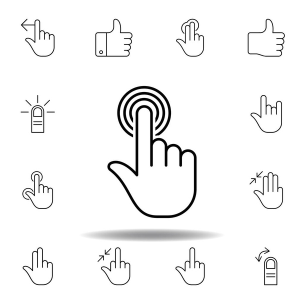 bir parmak tutma dokunma hareketi anahat simgesi. El gesturies illüstrasyon seti. İşaretler ve semboller web, logo, mobil uygulama, Ui, Ux için kullanılabilir - Vektör, Görsel