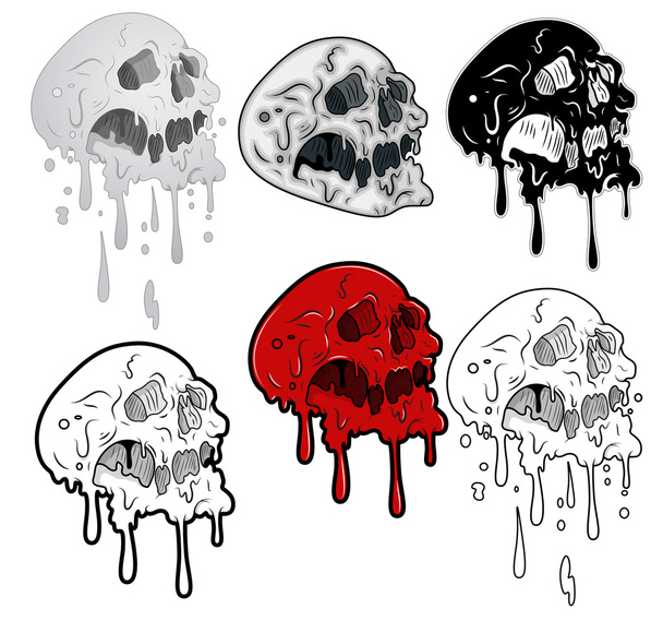 Melting Skulls Vector Illustration - Vector, Image