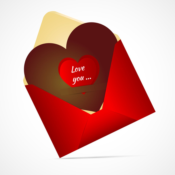 Open mail envelope with heart. - Vector, Image