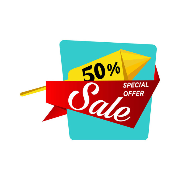 Aqua цианкрасный красный 50% скидка со специальным шаблоном баннера продажи де - Вектор,изображение