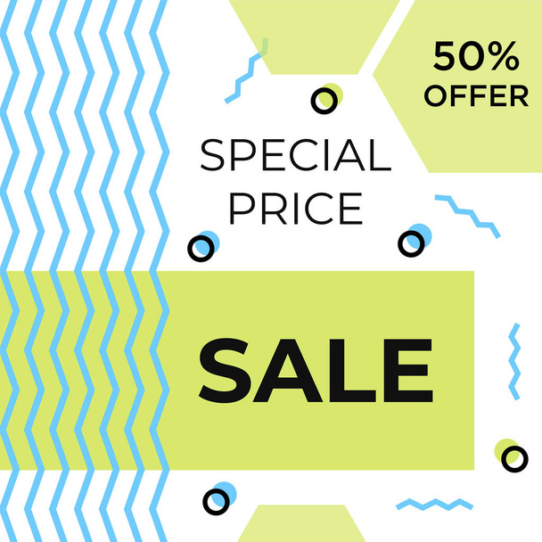 Green blue elements 50% Sale banner template design. Big sale sp - Vector, Image