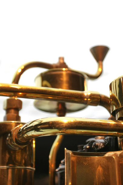 closeup view of retro brass engine detail - Фото, изображение