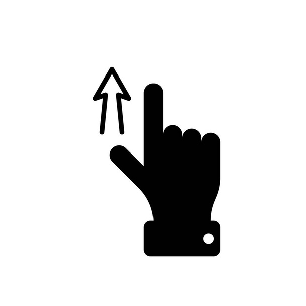 Vector touch screen gesture swipe up hand finger pictogram icon for mobile devices or web sites. Flat illustration - Vector, Image