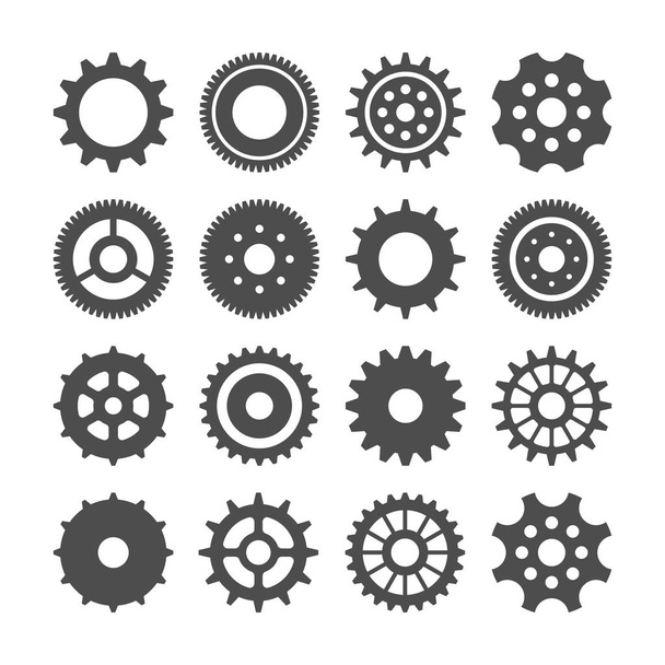 Gear wheels set. Retro vintage cogwheels collection. Industrial icons. Vector illustration - Vetor, Imagem