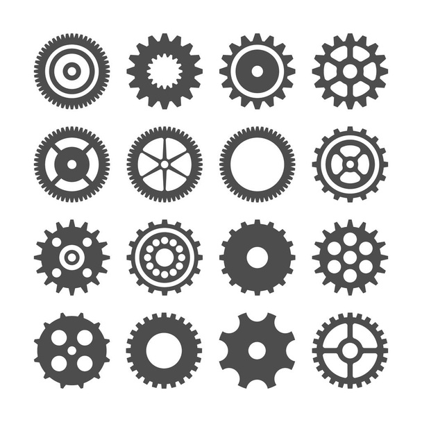 Gear wheels set. Retro vintage cogwheels collection. Industrial icons. Vector illustration - Vector, imagen