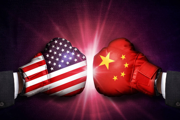 Διπλωματικές και εμπορικές συγκρούσεις concept μεταξύ Κίνας και ΗΠΑ - Φωτογραφία, εικόνα