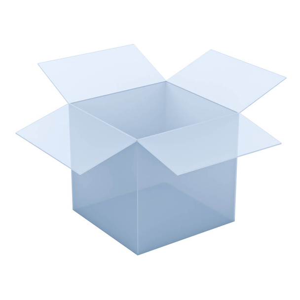 Прозорий отвір коробки ізольований на білому тлі 3D рендеринга
 - Фото, зображення
