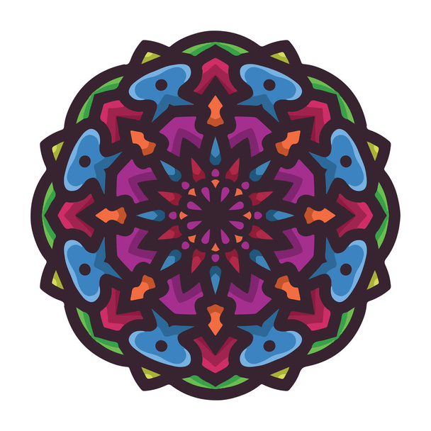 Art mandala coloré dessiné à la main vectoriel avec ornement ethnique floral abstrait. Ornement tribal. Illustration de doodle mandala
 - Vecteur, image