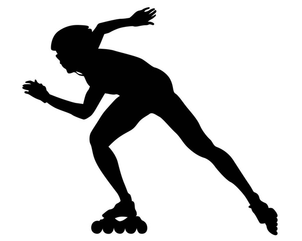 Silhouette athletes of skates on white background - Vector, Image