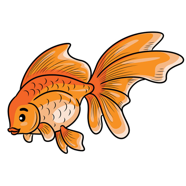 Illustration of cute cartoon goldfish. - Vector, afbeelding