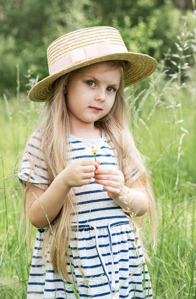 Cute little girl in a field - Foto, imagen