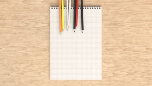 Notebook with colorful pencils - Φωτογραφία, εικόνα