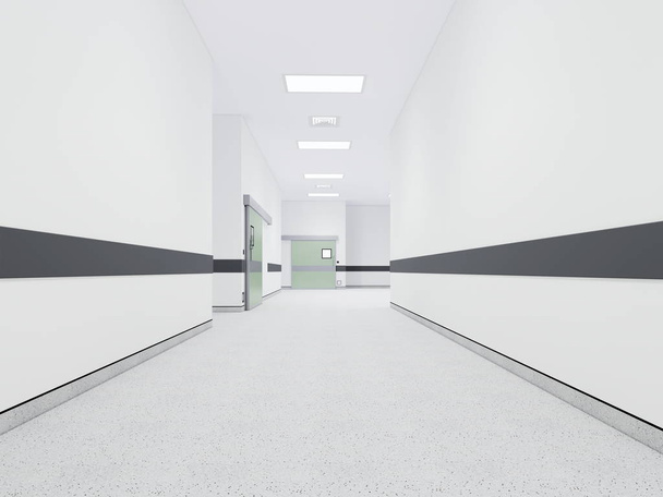 3D illustratie corridors voor operatiekamer - Foto, afbeelding