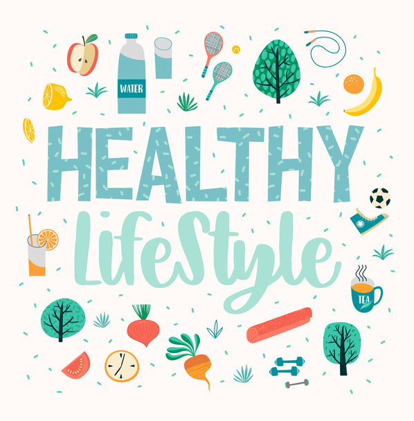 Healthy lifestyle vector illustration. Design elements for graphic module. - Vektori, kuva