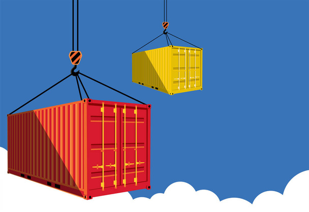 Shipping container on blue sky - Vector, Image