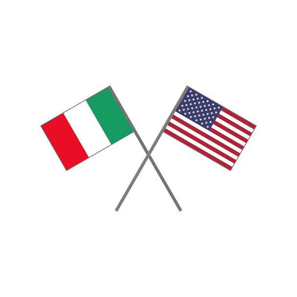 Vektorikuvaus Italian lipusta ja Yhdysvaltojen lipusta, jotka risteilevät keskenään ja edustavat yhteistyön käsitettä
 - Vektori, kuva