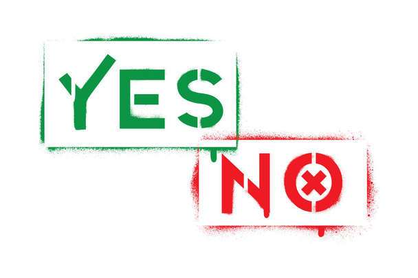 ''YES'' and ''NO'' spray graffiti stencils. White background. - Vector, Image