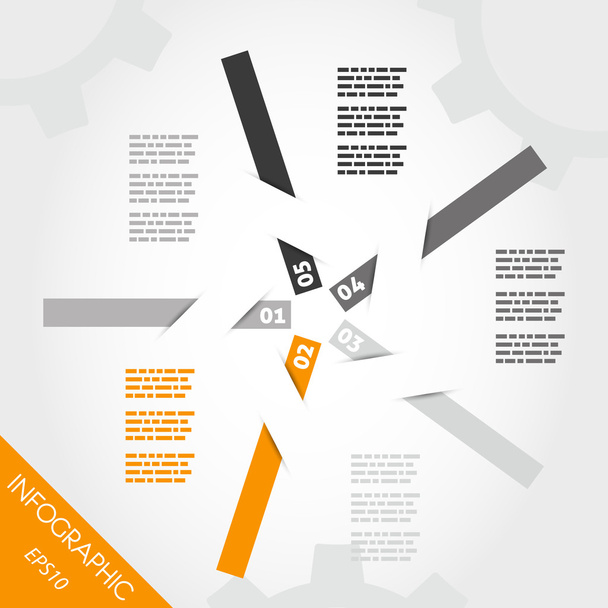 five orange infographic stickers in star - Vector, imagen