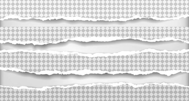 Pezzo di strappato, strisce di carta quadrata con ombra morbida sono su sfondo grigio. Illustrazione vettoriale
 - Vettoriali, immagini
