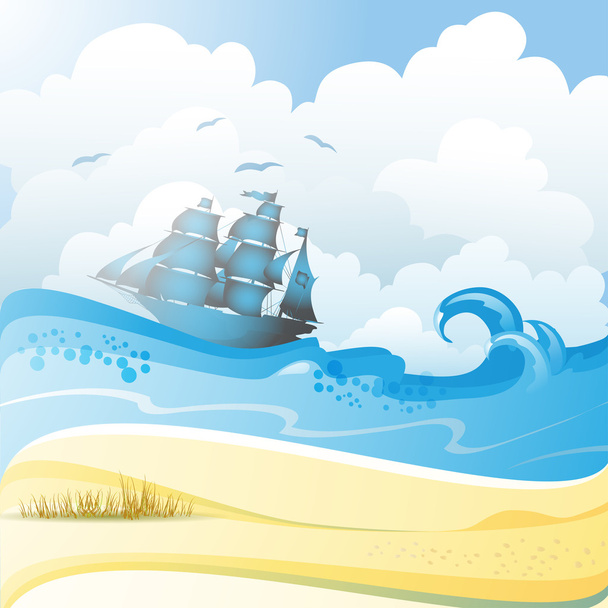 Ship on the sea - ベクター画像