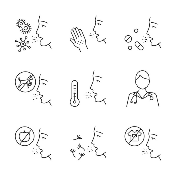Lineare Symbole für Allergien - Vektor, Bild