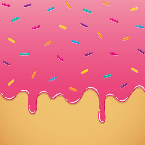 γλυκό ροζ γλάσο τήξης με πολύχρωμες τρούφες - Διάνυσμα, εικόνα