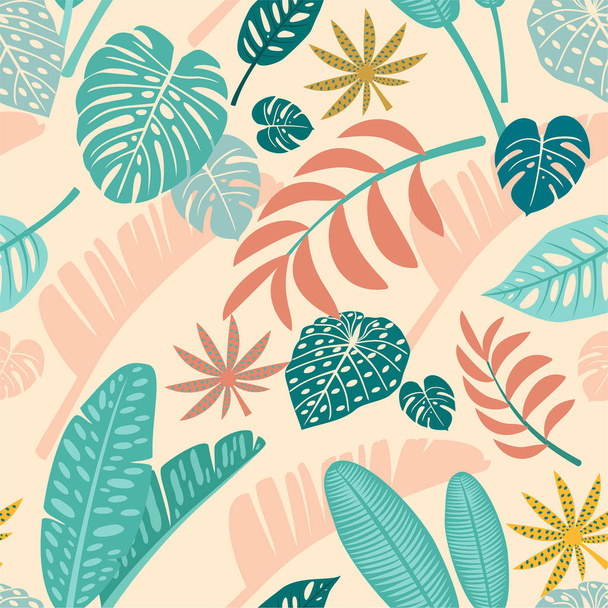 Trendy tropical pattern with abstract plants design. Vector seamless texture. - Vektor, Bild