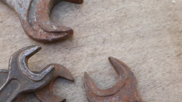 Wrench, different sizes, old and rusty. Construction and hand tools - Footage, Video