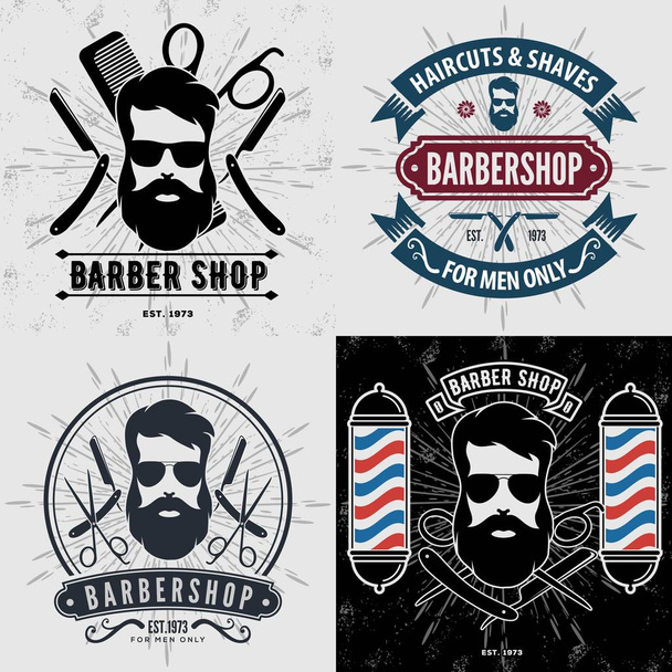 Set of vintage Barber Shop logos, labels or badges - Vector, Image